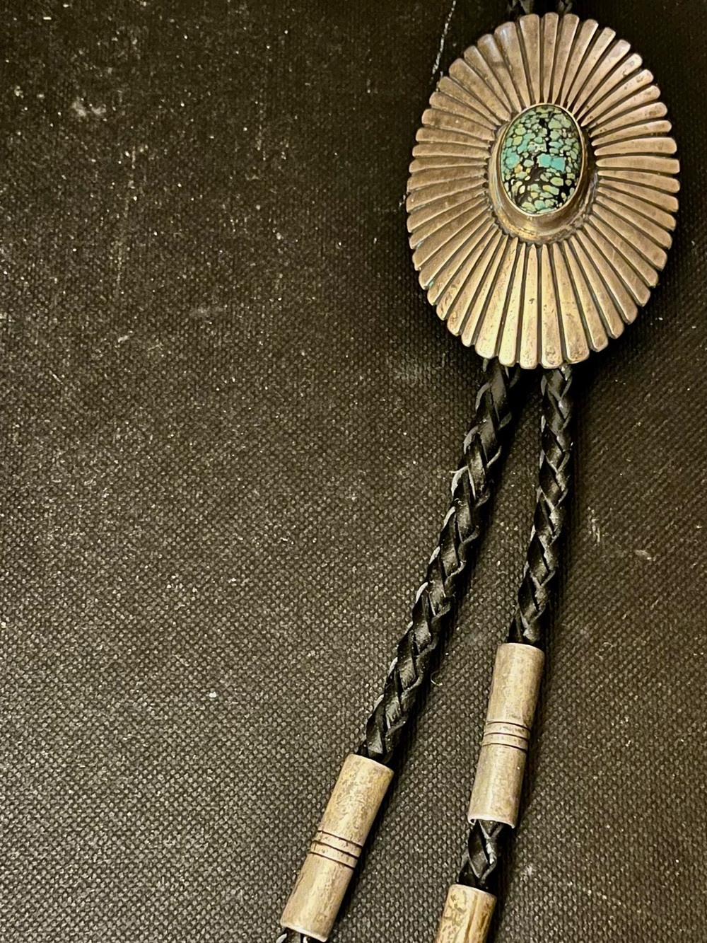 Vintage Navajo, Sterling, silver, and Turquoise bolo tie